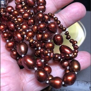 🍫Vintage Chocolate fresh water pearls vintage-set,knotted-set